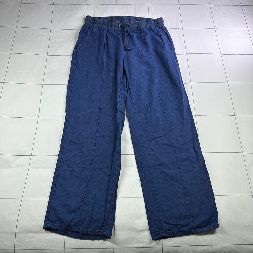 Anthropologie Mermaid Pants Womens Small Blue Wide Leg Linen Blend Coastal Boho
